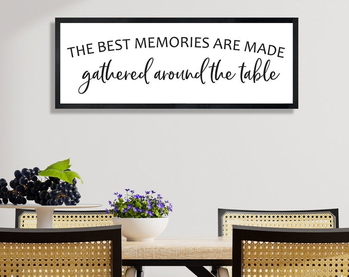 Dining room wall decor-kitchen-the best memories are made gathered around the table-dining room sign-farmhouse kitchen sign decor