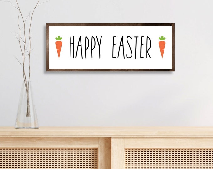 Happy Easter sign-easter decor-spring wall art-easter carrots-easter gift-grandma gift-easter bunny sign-carrots-spring decor