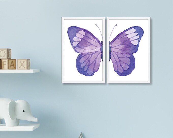 Girls room wall decor-Butterfly signs-set of 2-nursery wall decor-wood framed sign for girls room wall decor for above crib-nursery wall