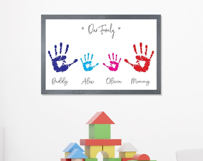 Family handprint art-Personalized family handprint sign-Handprint art gift-Wooden Sign-DIY family Handprint Sign-Gifts for Family