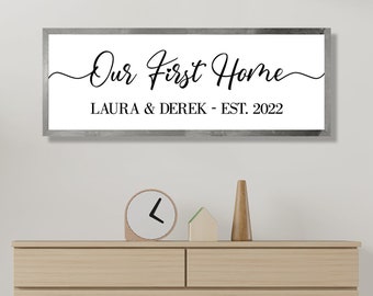 Our first home sign-new home sign personalized-new home gift personalized-real estate closing gifts-new homeowner gifts-housewarming gift