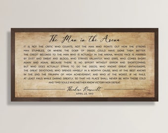 Motivational wall art-office wall decor-inspirational signs-The Man in the Arena framed-motivational signs-office signs-Theodore Roosevelt