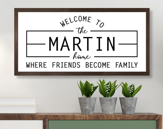 Personalized welcome sign for home-custom welcome sign wood-horizontal-welcome to our home sign-for entryway-family welcome sign-wall decor