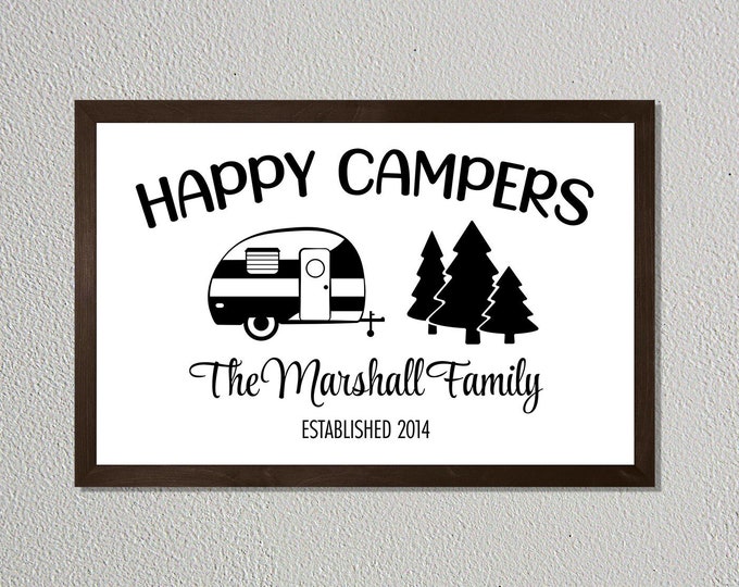 Happy campers sign-gift for father's day-rv sign-sign for camper-camping family gift-Camper signs Personalized