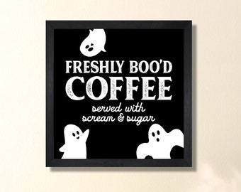 Halloween home decor wall-freshly boo'd coffee sign-halloween wall decor-halloween shelf sitter sign-halloween wall hanging