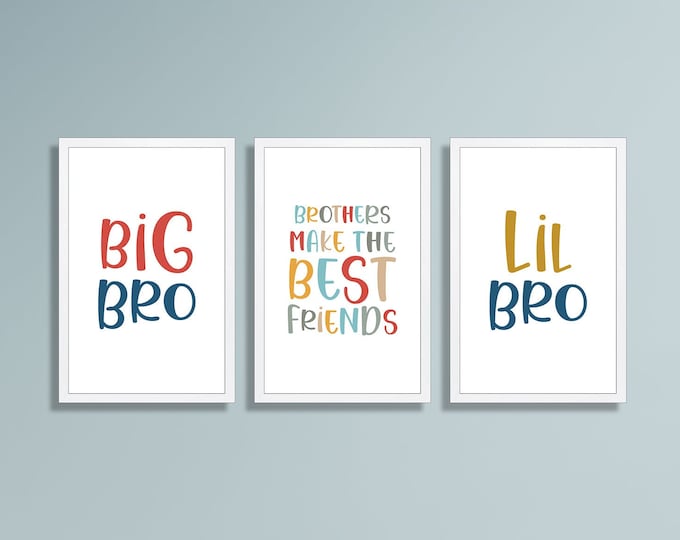 Kids wall art framed-big bro lil bro sign-brothers make the best friends-brothers sign-play room wall decor-kids room decor