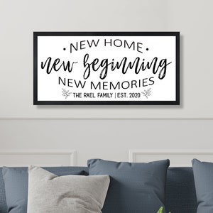 New Home New Beginning New Memories sign-new house gift-new home wood sign-realtor gift-housewaming gift-personalized home sign-framed sign