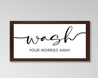 Wash Your Worries Away bathroom sign-sign for bathroom-bath decor-bathroom wood sign-bathroom wall art-powder room sign-over the tub decor