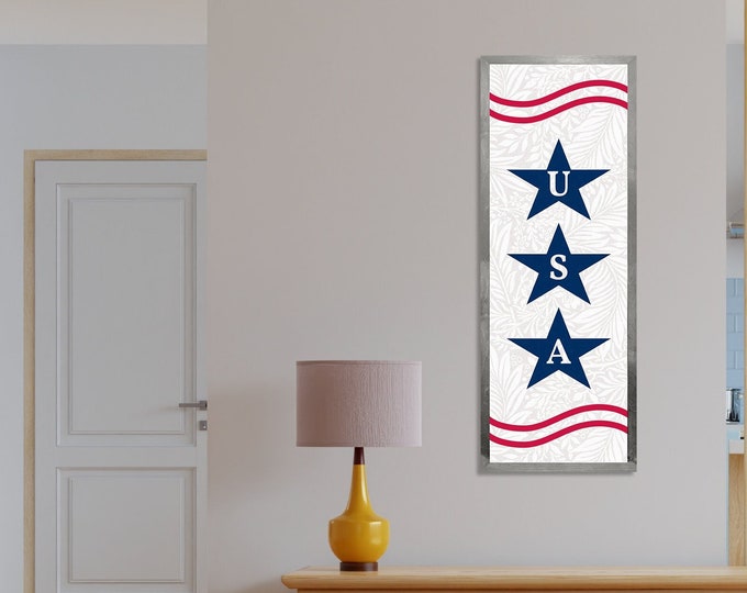 USA Stars and stripes sign-patriotic wall art-patriotic wood framed sign-usa decor-americana wall decor