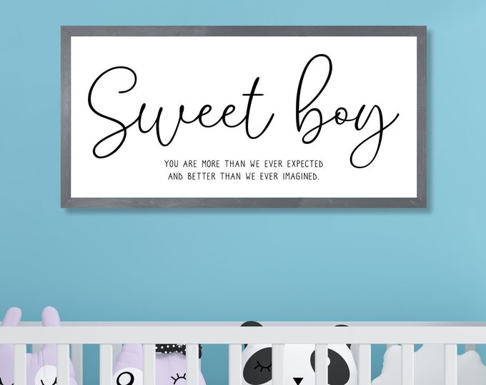 Sweet boy nursery sign-wall art for boys-nursery decor-boy baby shower gift-baby boy gift-boys bedroom decor-new mom gift-boy room decor