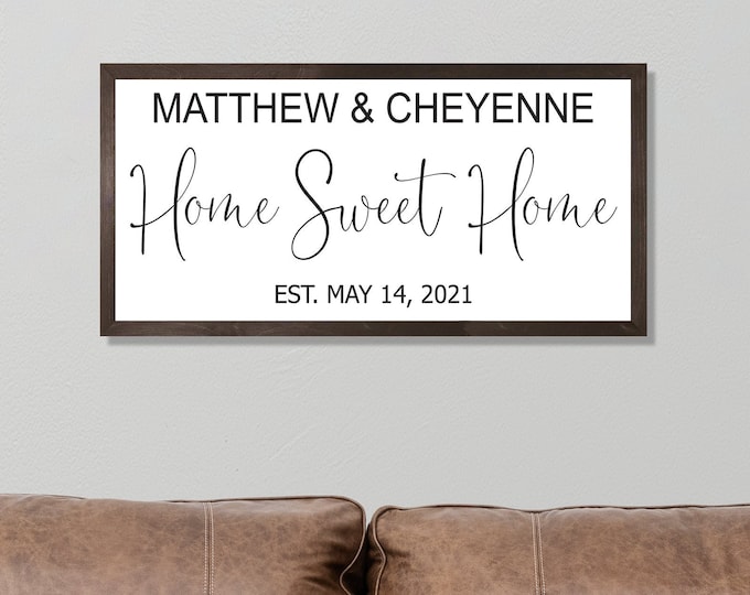 Home sweet home sign-new home sign-housewarming gift-wall art-wood sign-personalized family name home sweet home-new homeowners