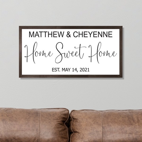 Home sweet home sign-new home sign-housewarming gift-wall art-wood sign-personnalisé nom de famille home sweet home-new homeowners