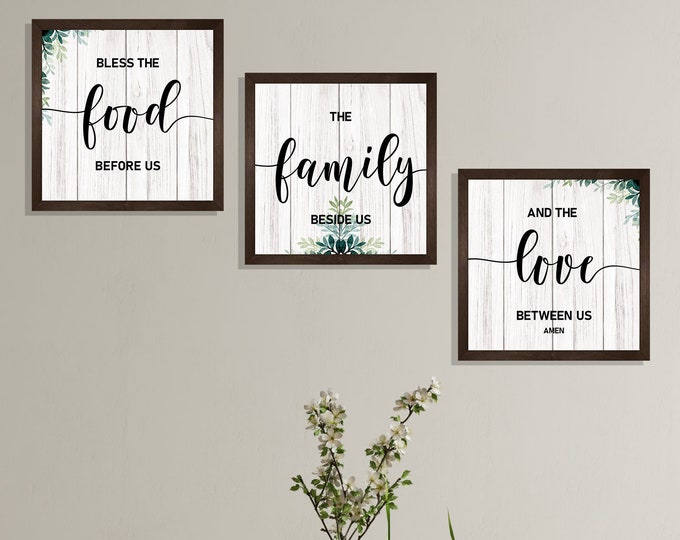 Bless the food before us wood sign-dining room wall decor-mothers day gift-kitchen wall decor-kitchen signs-bless this food-wall prayer sign