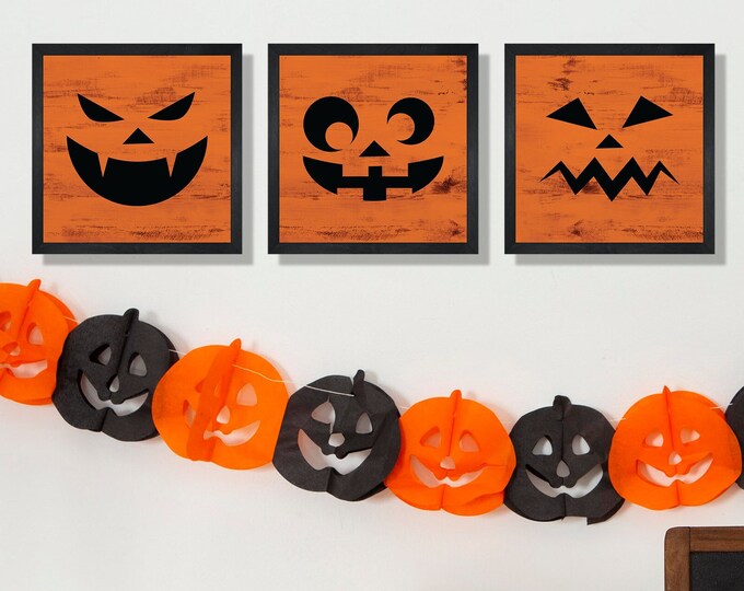 Halloween home decor wall-halloween wall decor-jack o lanterns sign-halloween wall hanging-indoor halloween pumpkins-candy