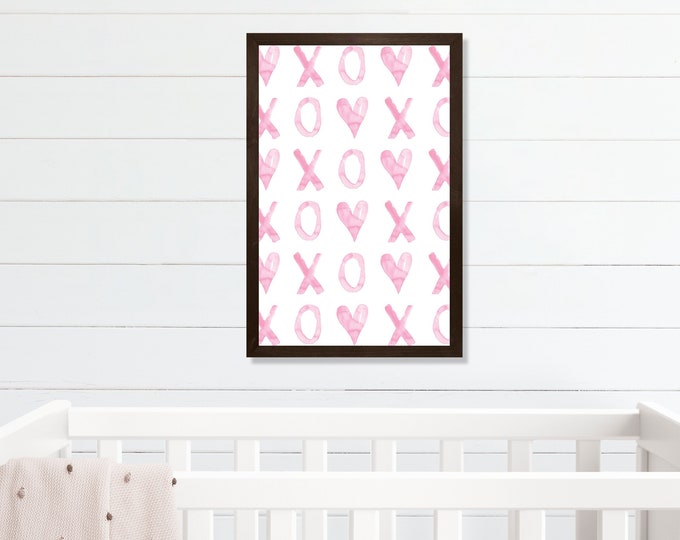 Girls Nursery Decor-Nursery Print-Pink XOXO wall art-little girls room signs-baby girl nursery wall decor-pink girl nursery-wall art-