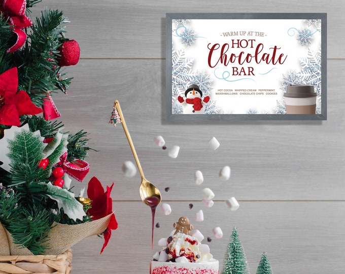 Hot chocolate bar sign-christmas signs-chocolate-winter drinks-christmas-holidays signs-wall art-christmas wall decor