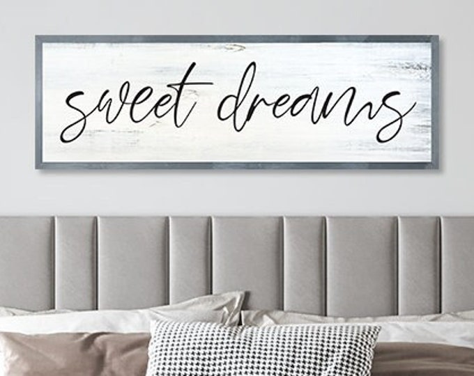 Master bedroom sign for over bed-master bedroom wall decor-wall art bedroom wall sign-sweet dreams sign