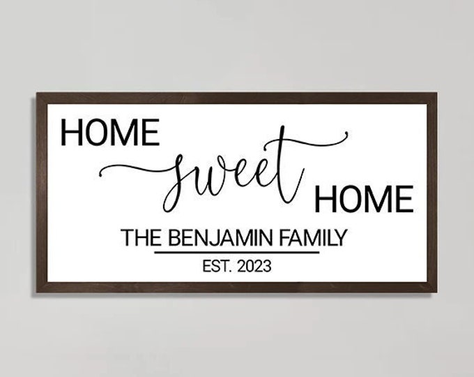 Home sweet home sign-personalized for home-housewarming gift-realtor closing gift-new home gift-home established sign