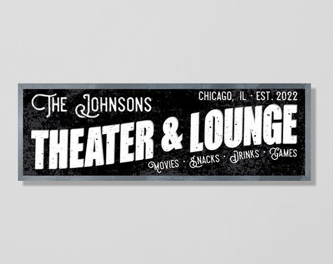 Theater and lounge sign-home theater sign-theater and lounge sign-tv room sign-tv room wall art-family game room-family tv room wall decor