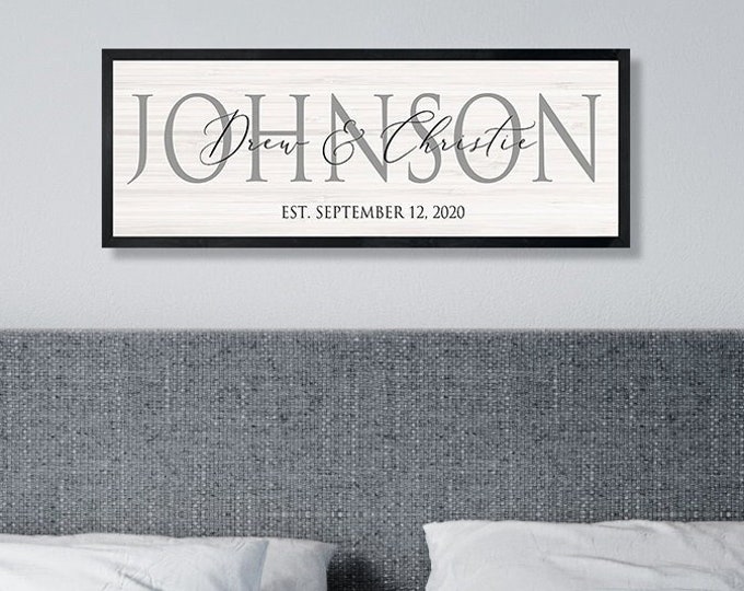 Wedding gifts personalized-master bedroom decor-reception decor-wall art-newlyweds-wedding photo prop-last name establish