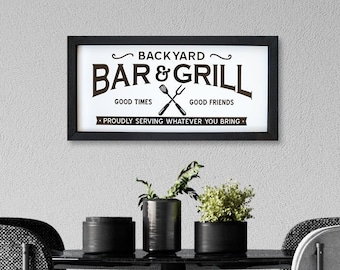 Backyard bar and grill sign bar sign-home bar sign-gift for new deck-Backyard patio sign-birthday dad sign for patio grilling outdoor decor