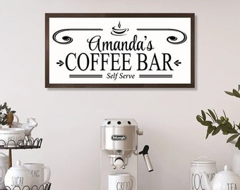 Coffee Bar Sign-kitchen Decor-art-kitchen Coffee Station-personalized Coffee  Sign-wooden-kitchen Coffee Theme-coffee Lover's Gift-bar Shelf 