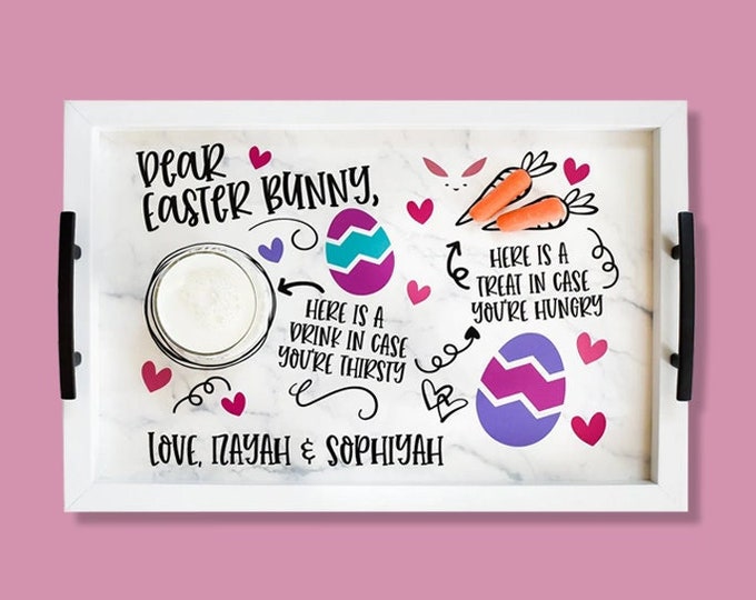 Dear Easter bunny tray-treats for easter bunny-personalized easter tray-easter bunny plate-easter bunny treat tray-treat tray for easter