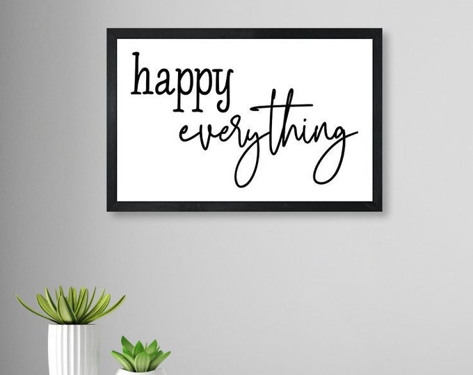 Happy everything wood sign for wall-inspirational gifts-home decor-wall art-positive thoughts sign