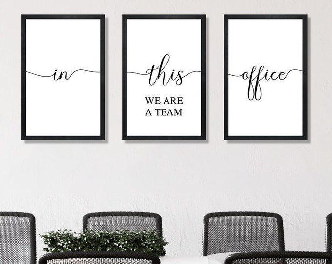 In this office we are a team wall art-office wall decor-office inspirational wall art-office wall art-meeting room sign-office signs