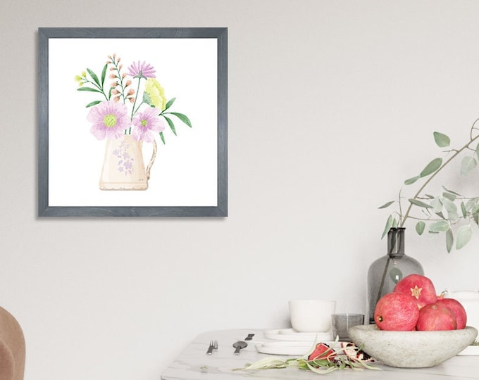 Botanical wall art-Floral wall art framed sign-wall art-flowers framed wall art-watercolor floral art-framed botanical art