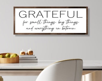 Grateful for small things-Over the couch wall art-decor sign for above couch-living room sign-new home gift-decor-wood framed sign