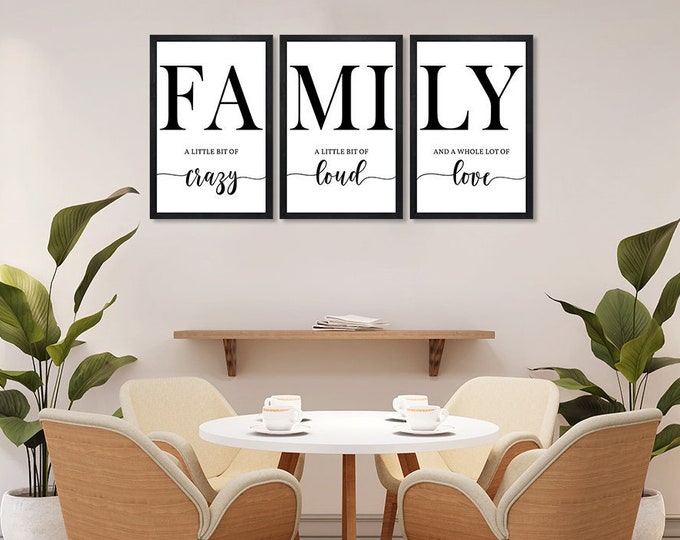 Family a little bit of crazy a little bit of loud-Family sign wood for above couch-living room decor sign-set of 3 wall art living room wall