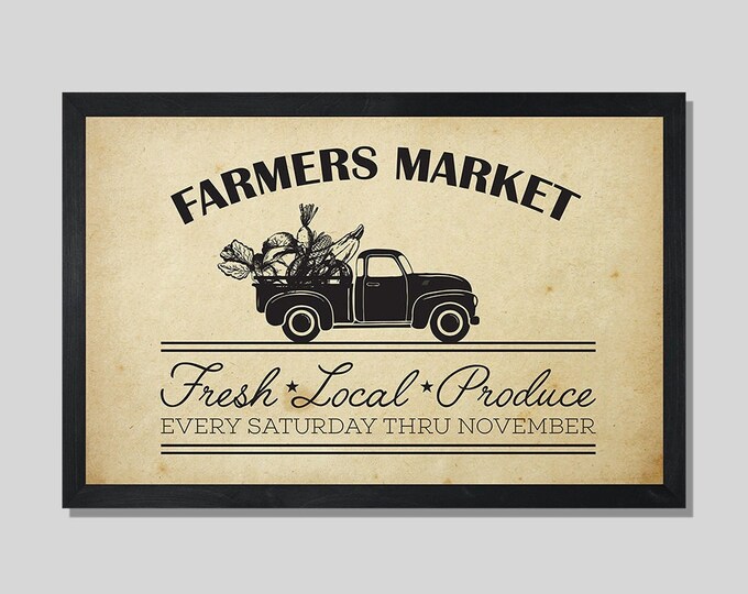 Farmers Market Sign-for Farmhouse kitchen-farmhouse wall decor-living room-rustic dining room decor-framed market sign