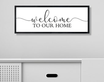 Welcome to our home sign-welcome sign wooden-foyer decor- personalized welcome sign-welcome door sign-wood welcome sign