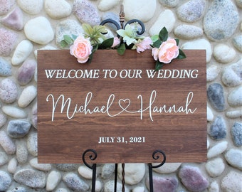 Wedding welcome sign-welcome to our wedding sign-for wedding entrance ceremony-wood-personalized sign for wedding-decor