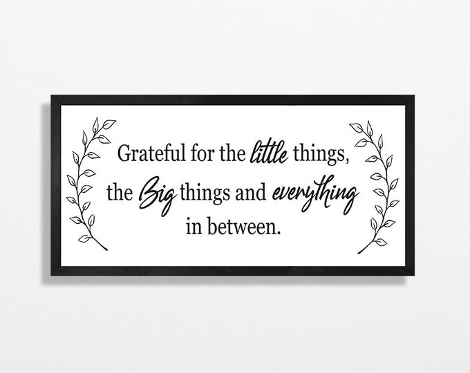 Grateful for the small things-Over the couch wall art-decor sign for above couch-living room sign-new home gift-decor-wood framed sign