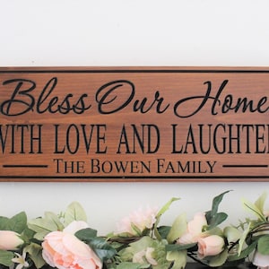 Bless this home wood sign-New home gift-Personalized housewarming gift-bless our home sign-first home gift-family name-house warming gift