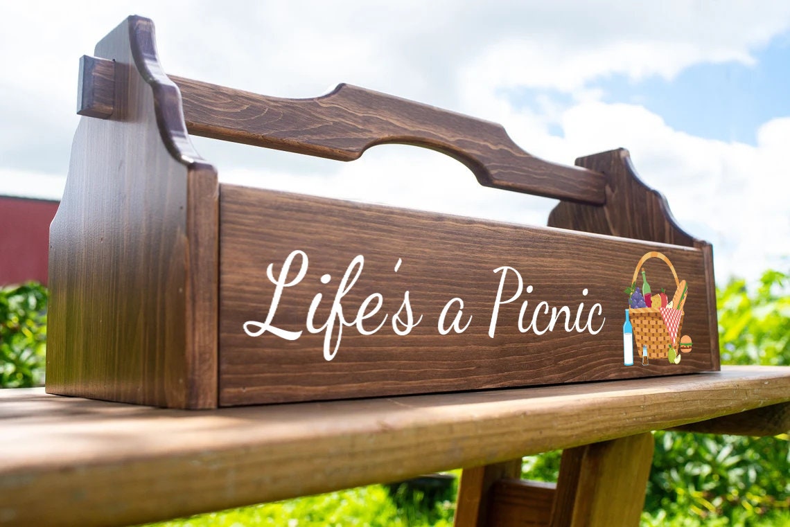 Life's a picnic tote caddypicnic caddyfood caddygrilling condiment