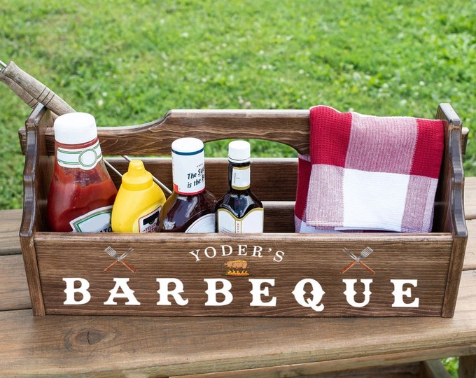 Barbeque gifts for men-bbq tote caddy-Barbecue tool caddy-Barbecue grill caddy-BBQ condiment caddy-condiment holder-BBQ grill tote-utensil