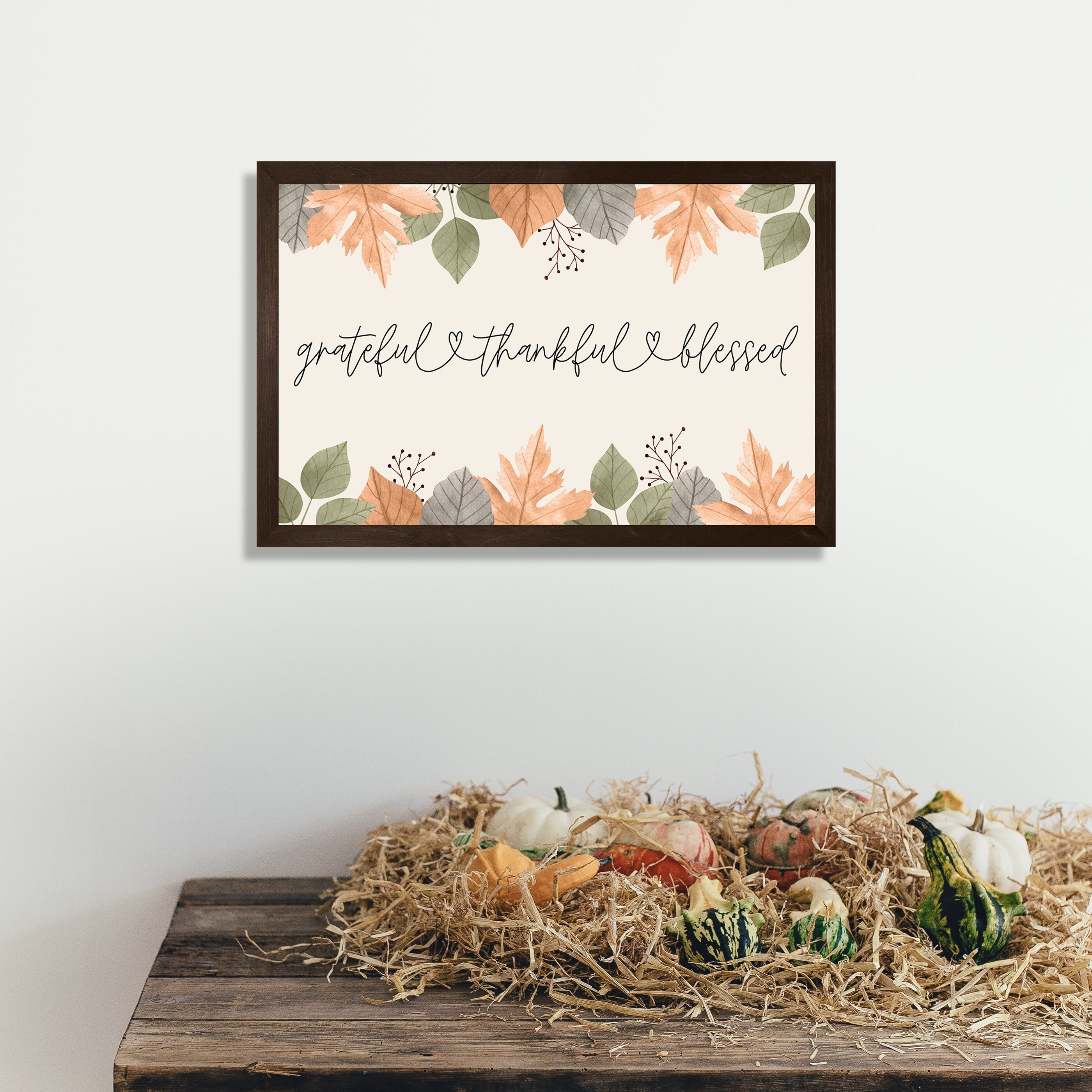 Fall wall decorFall wall artfall wood signsgrateful thankful blessed