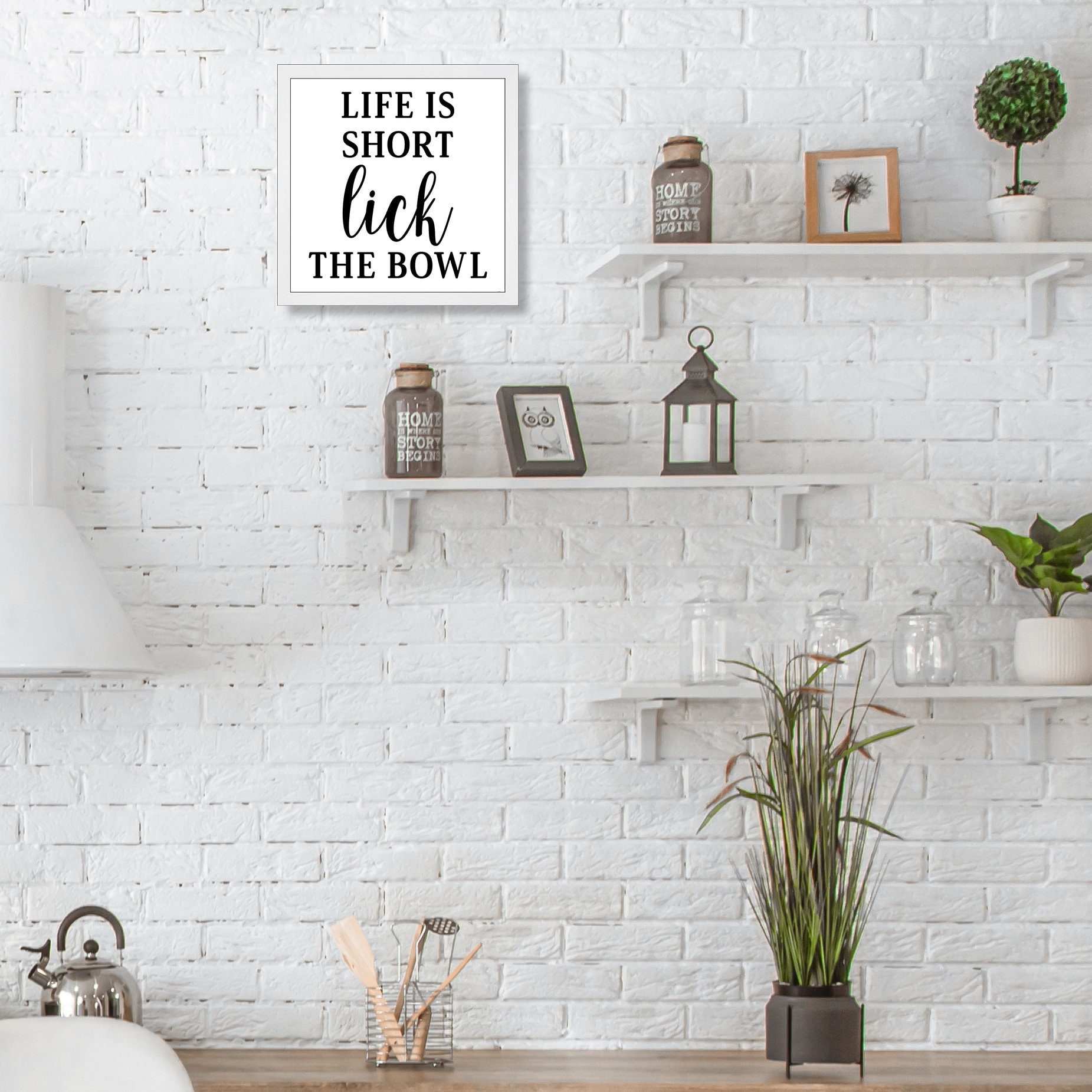 Funny kitchen sign-kitchen wall decor funny-Life is short lick the