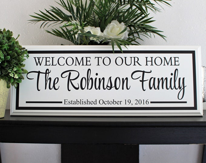 Welcome sign-for home-family name welcome sign-welcome to our home sign-custom wood welcome sign-housewarming gift-hanging welcome sign