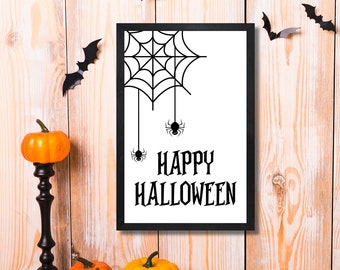 Halloween home decor wall-halloween wall decor-happy halloween sign-halloween wall hanging-indoor halloween spiders wall sign