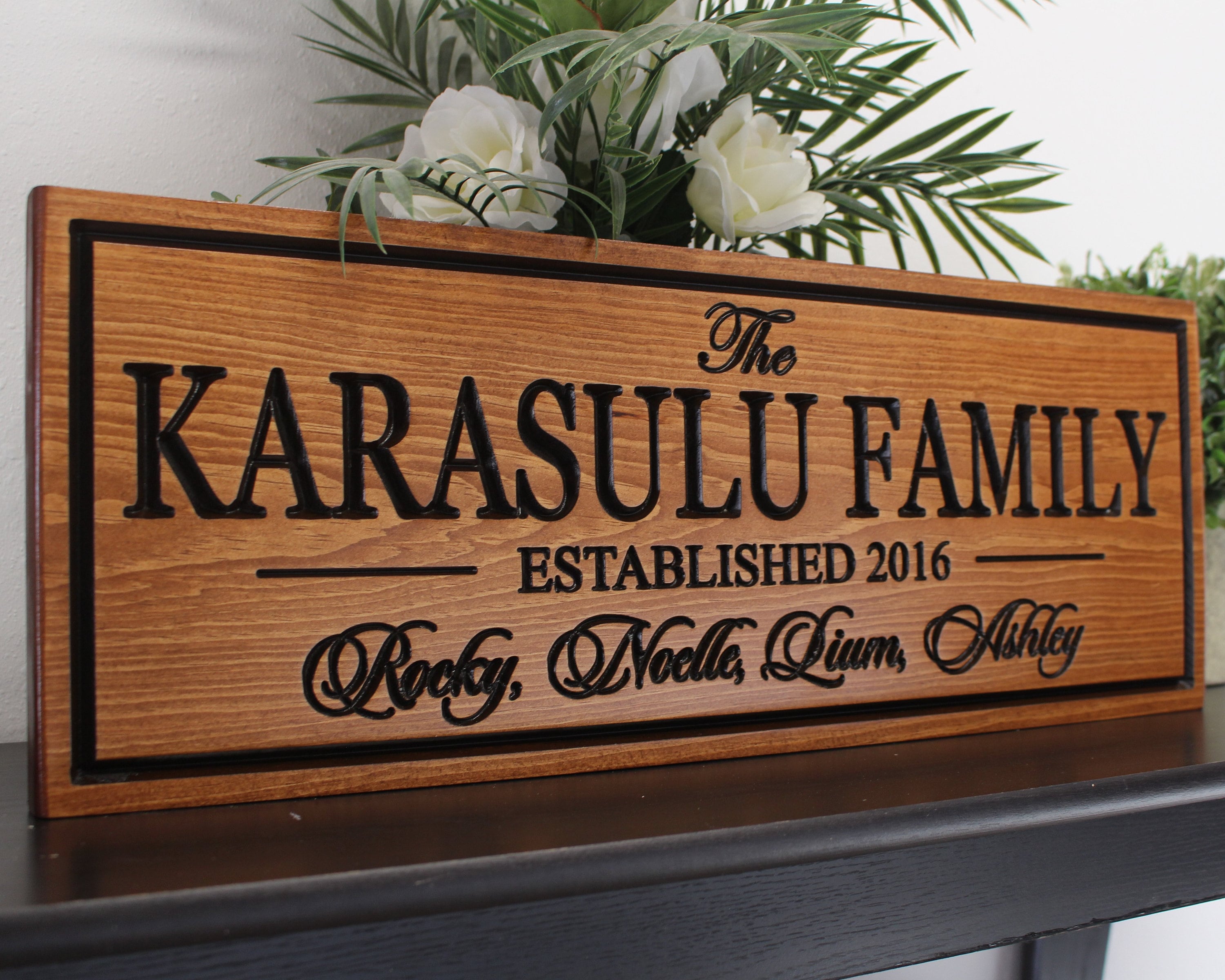 Family sign with nameslast name and member signpersonalized family