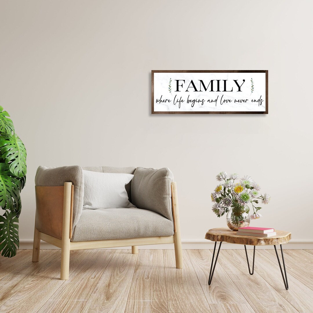 Family Where Life Begins and Love Never Ends-wooden Sign-living Room ...