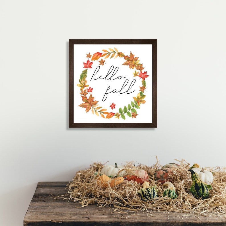 Hello Fall Wall Decorhello Fall Signwood Signseasonal Etsy