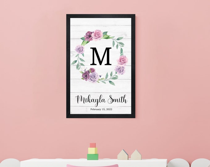 Nursery name sign girl-nursery decor girl-nursery sign-new baby gift-baby girl gift personalized-newborn name wood sign-baby's room decor