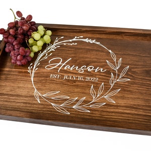 Personalized wedding gift-serving tray with handles personalized wood-bridal shower gift gift-anniversary gift-for mom and dad