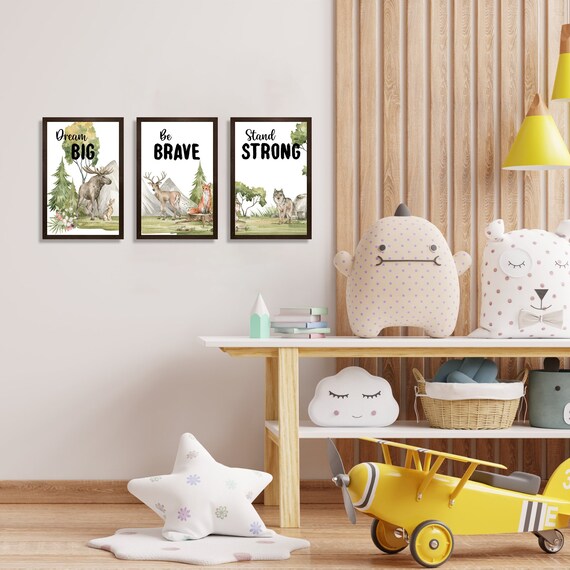 Kids Wall Art framed-dream big be brave stand strong sign-set of 3-childrens Wall Art-Kid's play room sign-wall decor-kids room decor