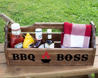 Barbecue Boss tote caddy-Barbecue tool caddy-Barbecue grill caddy-BBQ condiment caddy-barbecue condiment holder-BBQ grill tote-grill utensil